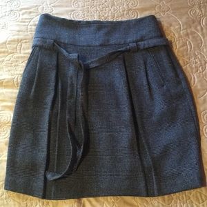 Plaid wool skirt with belt